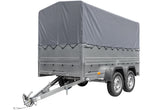 Remorque voiture 2 essieux UNITRAILER GARDEN TRAILER 264/2 KIPP avec roue jockey, côtés ridelles supplémentaires, châssis h-800 et bâche grise