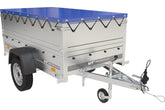 Remorque Garden Trailer 200 Kipp avec roue jockey, rehausses, châssis H-0 et bâche bleue