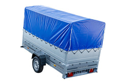 REMORQUE 264 KIPP AVEC ROUE JOCKEY, CÔTÉS RIDELLES SUPPLÉMENTAIRES, CHÂSSIS H-800 ET BACHE BLEUE