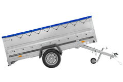 Remorque à essieu simple 264 x 150 UNITRAILER GARDEN 265 KIPP avec ridelles BIS, châssis H-0 et bâche bleue