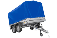 Remorque à deux essieux 264 x 150 UNITRAILER GARDEN 265/2 KIPP avec châssis H-1100 et bâche bleue