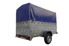 Remorque voiture sans frein 230 x 125 cm Garden Trailer 230 KIPP avec bâche haute, rehausses de ridelles et roue jockey