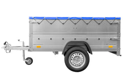 Remorque neuve 200 x 106 avec bâche plate, rehausses de ridelles et roue jockey – Garden Trailer 200 KIPP