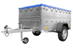 Remorque neuve 200 x 106 avec bâche plate, rehausses de ridelles et roue jockey – Garden Trailer 200 KIPP