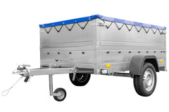 Remorque permis B avec rehausses et bâche plate Garden Trailer 201 KIPP 500 kg 200 x 125 cm