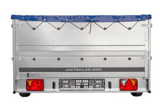 Remorque à essieu simple 264 x 150 UNITRAILER GARDEN 265 KIPP avec ridelles BIS, châssis H-0 et bâche bleue