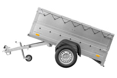 Remorque neuve 200 x 106 avec bâche plate, rehausses de ridelles et roue jockey – Garden Trailer 200 KIPP