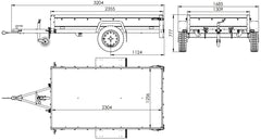 Remorque grand volume 230 x 125 avec bâche plate grise, rehausses de ridelles et roue jockey – Garden Trailer 230 KIPP