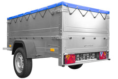 Remorque neuve 200 x 106 avec bâche plate, rehausses de ridelles et roue jockey – Garden Trailer 200 KIPP