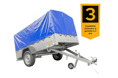 Remorque routière avec bâche haute (110 cm), arceau (110 cm) et roue jockey 230 x 125 Garden Trailer 230 KIPP