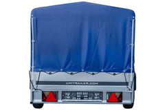 Remorque voiture longue GARDEN TRAILER 264 KIPP avec roue jockey et bâche bleue