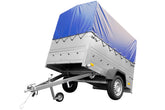 Remorque simple essieu 200 x 125 avec bâche haute, arceau, rehausses de ridelles et roue jockey – Garden Trailer 201 KIPP
