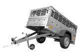 Remorque grillagée 200 x 106 avec bâche plate grise, ridelles grillagées et roue jockey – Garden Trailer 200 KIPP