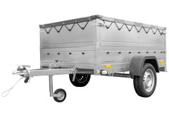 Remorque neuve 200 x 125 avec bâche plate, rehausses de ridelles et roue jockey – Garden Trailer 201 KIPP