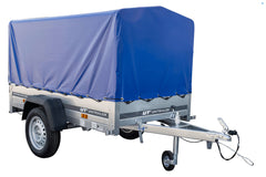 Remorque bagagère Garden Trailer 200 KIPP 200 x 106 cm avec bâche haute bleue, arceau et roue jockey