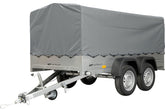 REMORQUE DOUBLE ESSIEUX UNITRAILER 264/2 KIPP AVEC ROUE JOCKEY, ARCEAU ET bâche GRISE
