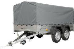 REMORQUE DOUBLE ESSIEUX UNITRAILER 264/2 KIPP AVEC ROUE JOCKEY, ARCEAU ET bâche GRISE