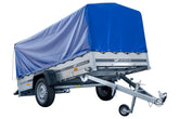Remorque voiture longue GARDEN TRAILER 264 KIPP avec roue jockey et bâche bleue