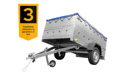 Remorque permis B avec rehausses et bâche plate Garden Trailer 201 KIPP 500 kg 200 x 125 cm