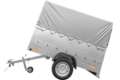 Remorque simple essieu 200 x 106 avec bâche haute, arceau, rehausses de ridelles et roue jockey – Garden Trailer 200 KIPP