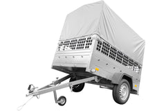 Remorque pour permis B Garden Trailer 201 KIPP 500 kg 200 x 125 cm [avec rehausses grillagées, bâche haute, arceau et roue jockey]