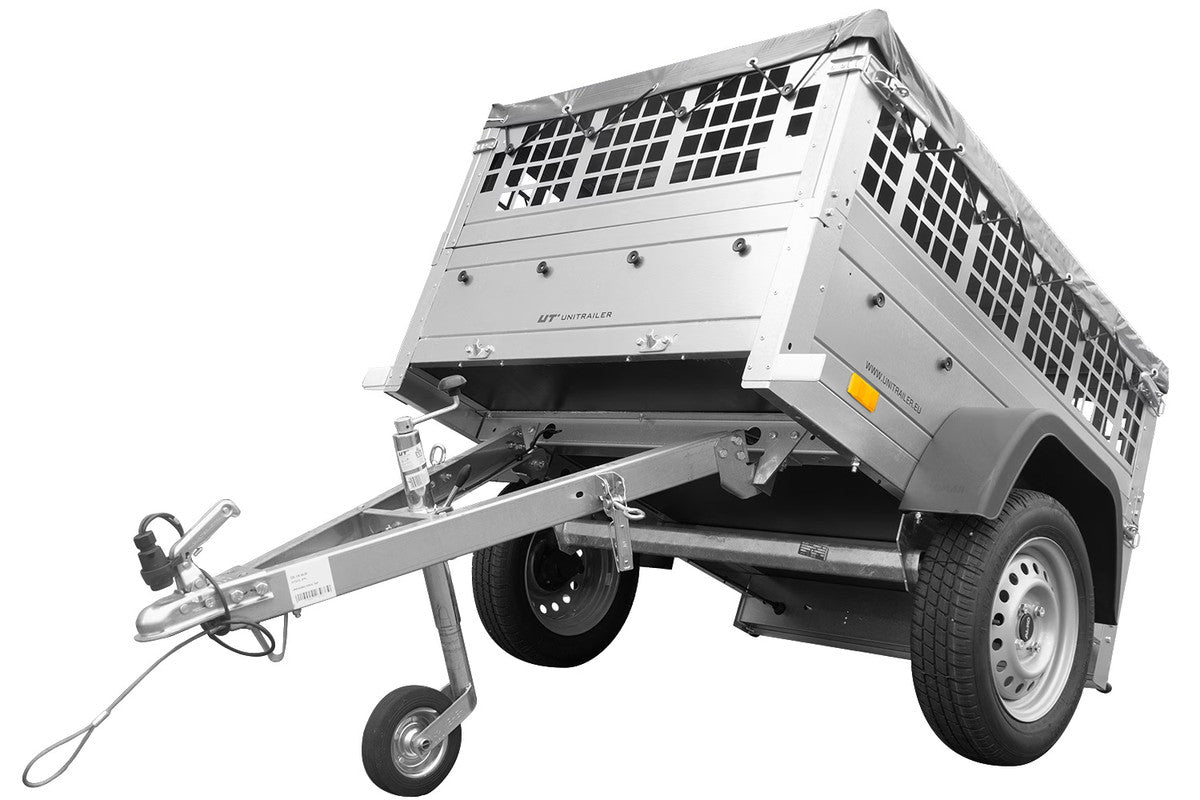 Remorque compacte à vendre – Garden Trailer 150 KIPP [avec bâche plate grise, roue jockey]