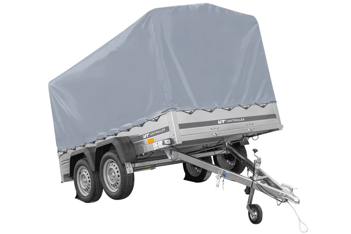 Remorque à deux essieux 264 x 150 UNITRAILER GARDEN 265/2 KIPP avec châssis H-1100 et bâche grise