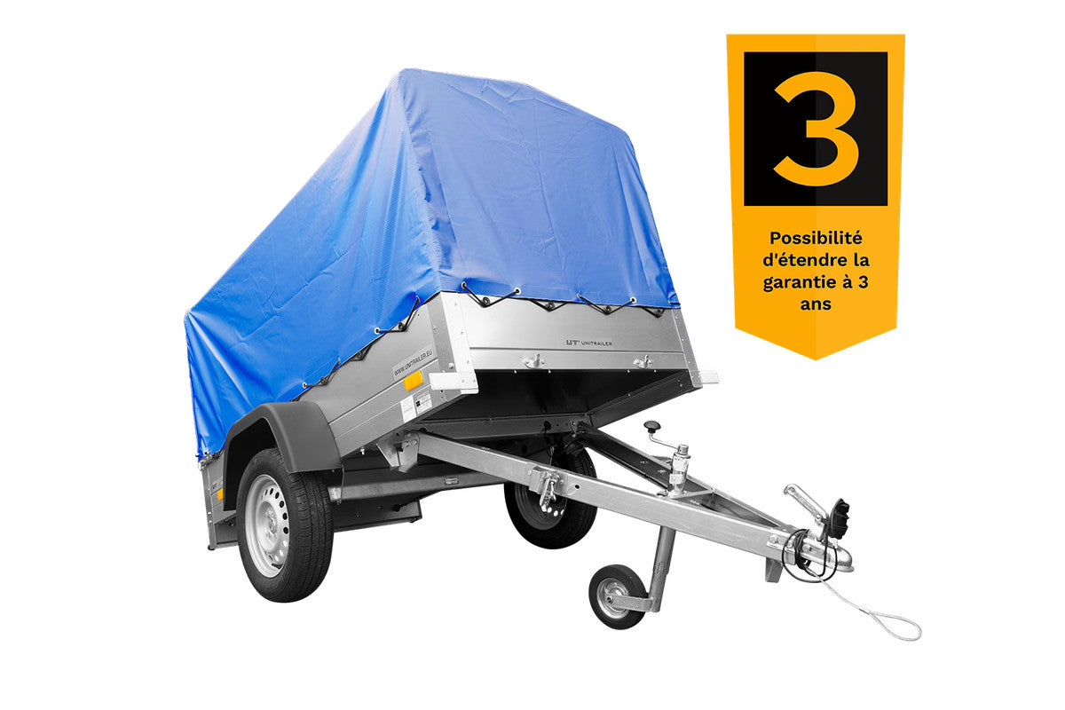 Remorque pliable 750 kg 200 x 125 avec bâche dôme bleue et arceau Garden Trailer 201 KIPP