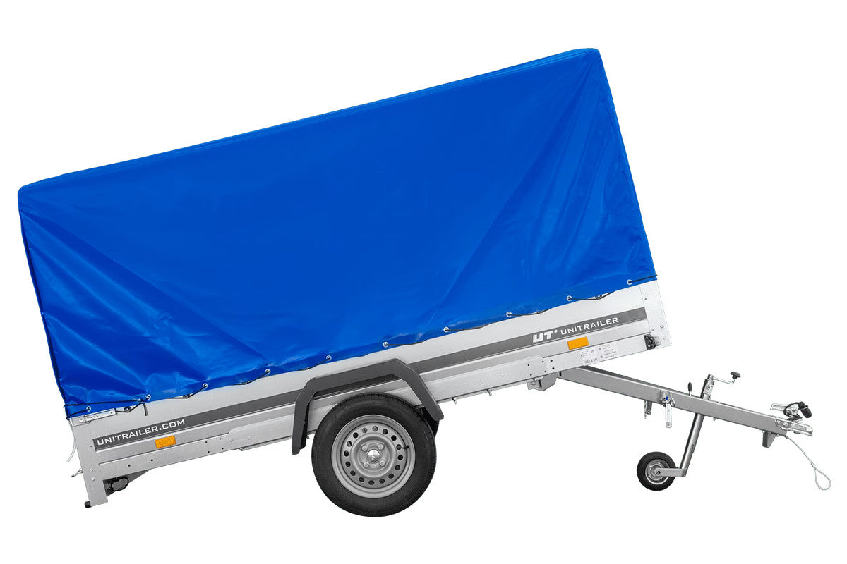 Remorque à essieu 264 x 150 UNITRAILER GARDEN 265 KIPP avec arceau H-1100 et bâche bleue