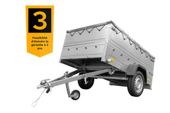 Remorque neuve 200 x 125 avec bâche plate, rehausses de ridelles et roue jockey – Garden Trailer 201 KIPP