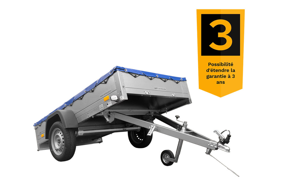 Remorque galvanisée 230 x 125 cm Garden Trailer 230 KIPP [avec roue jockey, bâche plate et tiges de support bâche]