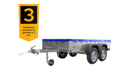 Remorque UNITRAILER 264/2 KIPP AVEC ROUE JOCKEY, TIGES DE SUPPORT ET BÂCHE PLATE BLEUE