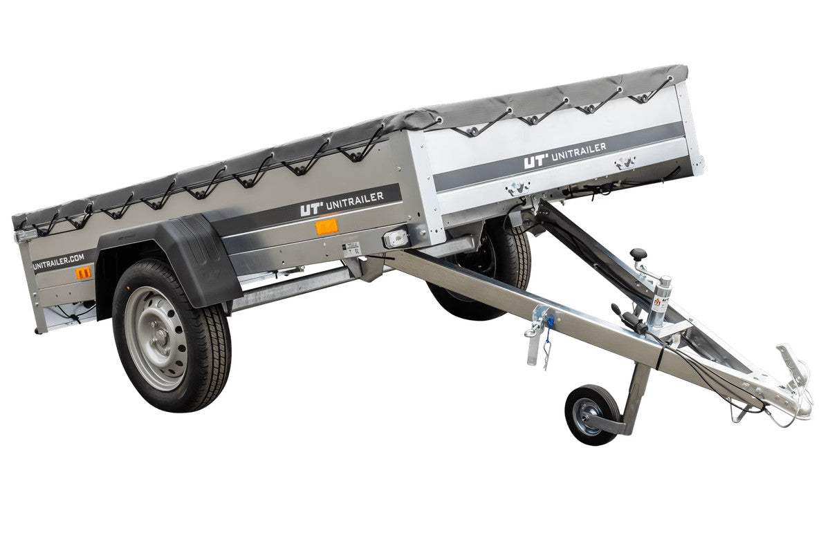 Remorque galvanisée 230 x 125 cm Garden Trailer 230 KIPP [avec roue jockey, bâche plate et tiges de support bâche]