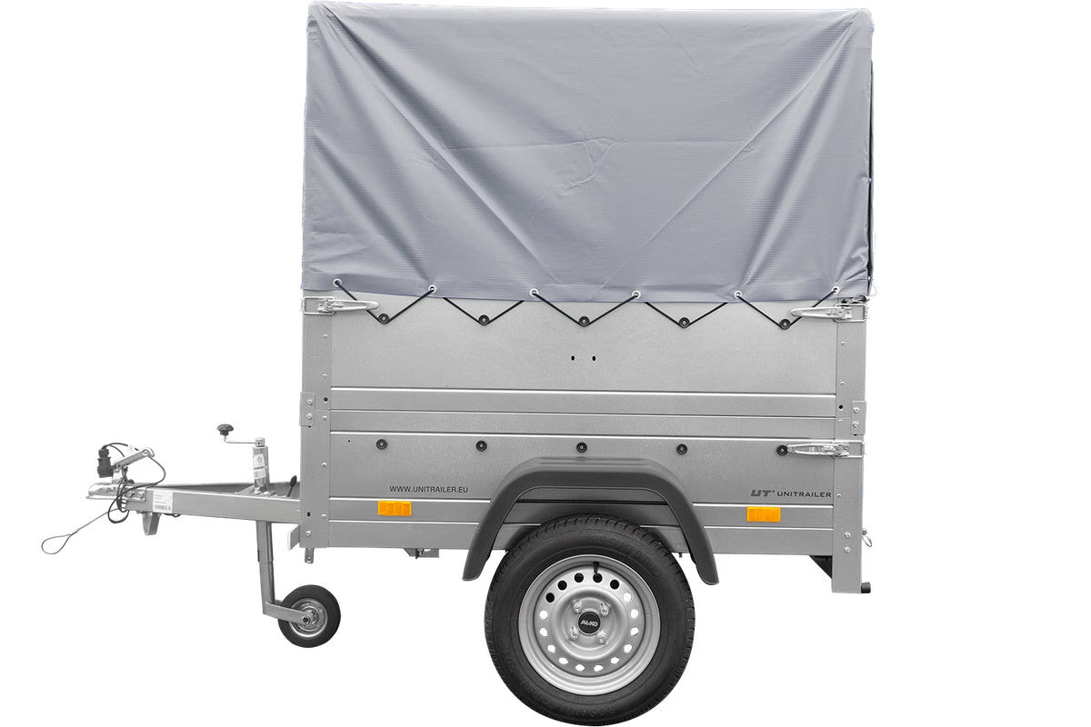 Remorque rehaussée avec bâche 150 x 106 [bâche grise, arceau, rehausses de ridelles et roue jockey] Garden Trailer 150 KIPP