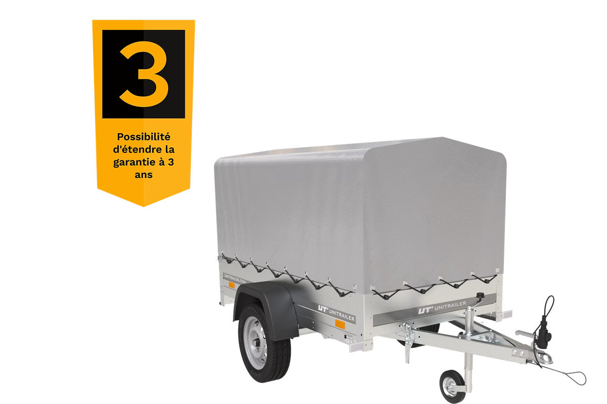 Remorque 750 kg 200 x 125 avec bâche haute et arceau Garden Trailer 201 KIPP