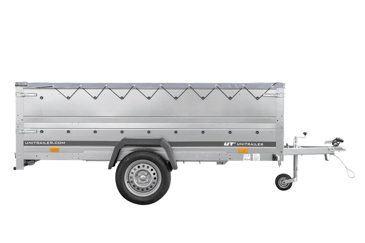 Remorque voiture 264 x 150 UNITRAILER GARDEN 265 KIPP avec ridelles BIS, cadre H-0 et bâche grise