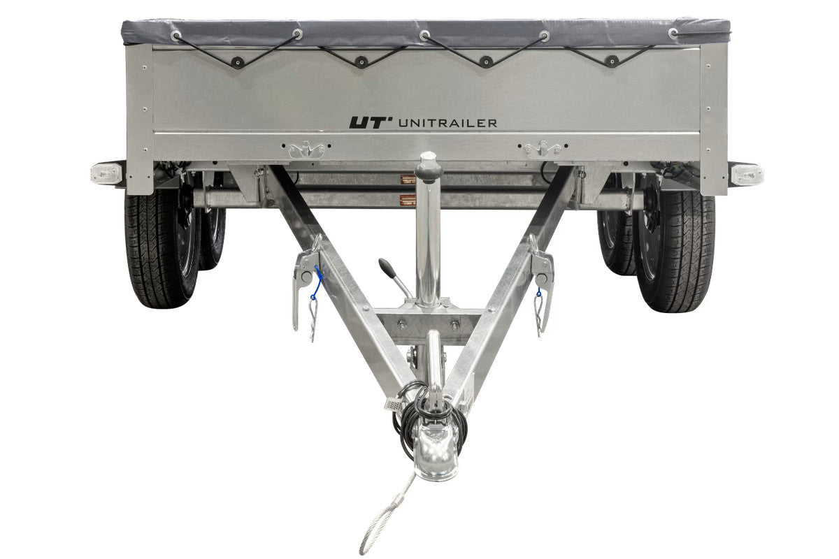 REMORQUE UNITRAILER 264/2 KIPP AVEC ROUE JOCKEY, TIGE DE SUPPORT DE BÂCHE ET BÂCHE PLATE GRISE