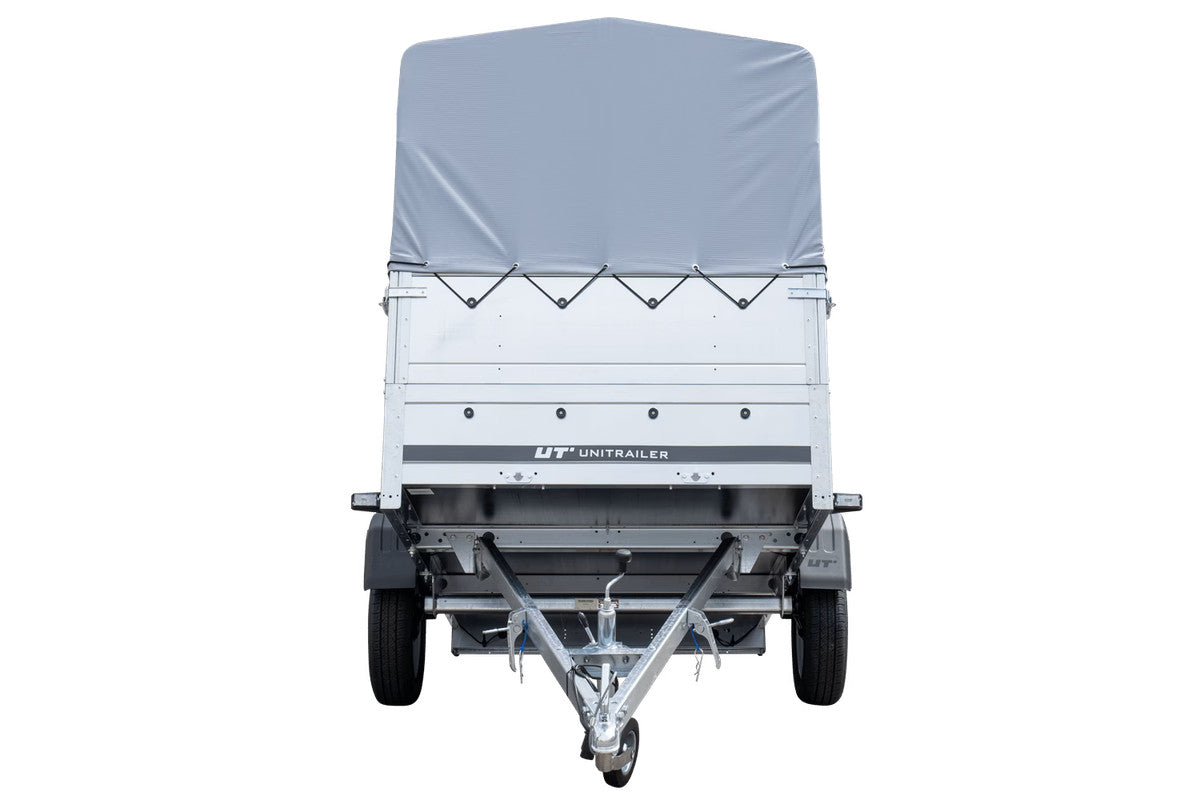 Remorque haute avec rehausses de ridelles et bâche haute – 2,30 x 1,25 m – Garden Trailer 230 KIPP