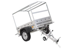 Remorque 1 essieu 150 x 106 bâche + arceau, PTAC 500 kg Garden Trailer 150 KIPP [avec roue jockey]
