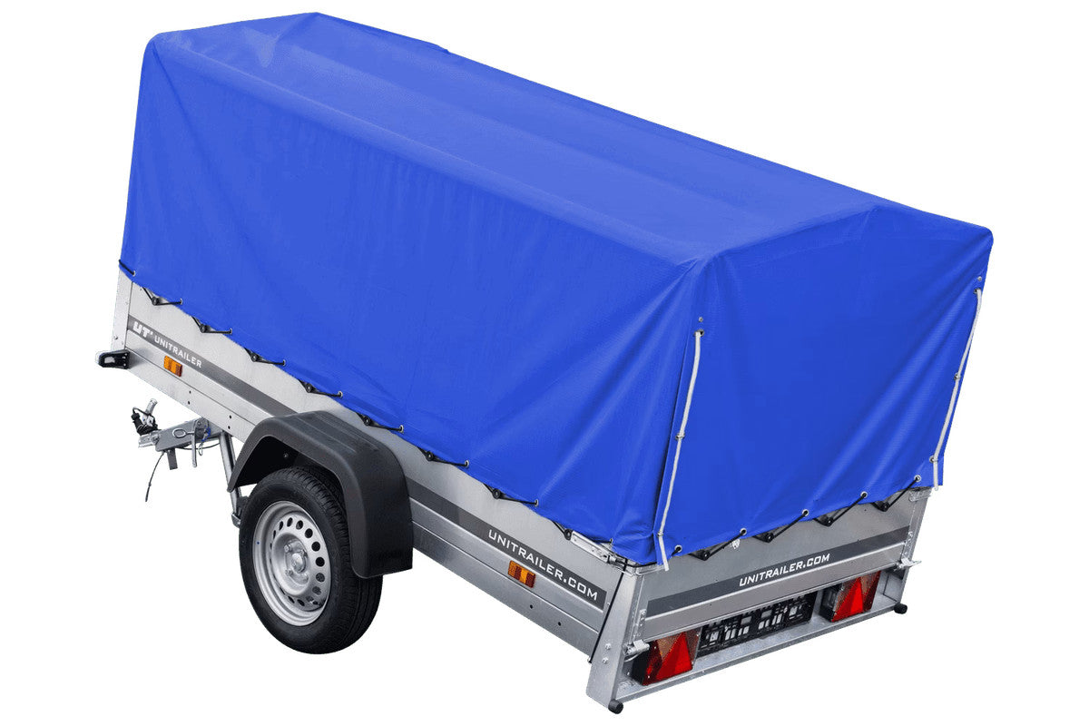 Remorque routière avec bâche haute bleue, arceau H-800 et roue jockey 230 x 125 Garden Trailer 230 KIPP