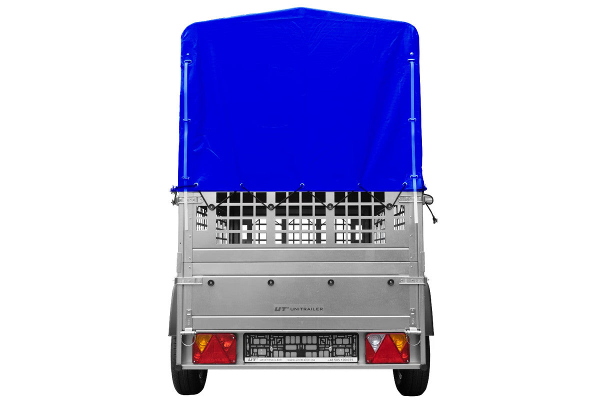 Remorque tôle non freinée Garden Trailer 200 KIPP 200 x 106 cm [avec rehausses grillagées, bâche haute et arceau]