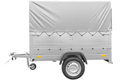 Remorque simple essieu 200 x 106 avec bâche haute, arceau, rehausses de ridelles et roue jockey – Garden Trailer 200 KIPP