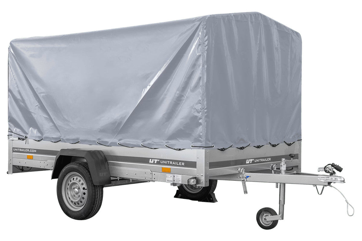 Remorque à un essieu 264 x 150 UNITRAILER GARDEN 265 KIPP avec châssis H-1100 et bâche grise