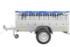 Remorque simple essieu 200 x 125 avec bâche plate, tiges de support bâche, ridelles grillagées et roue jockey – Garden Trailer 201 KIPP