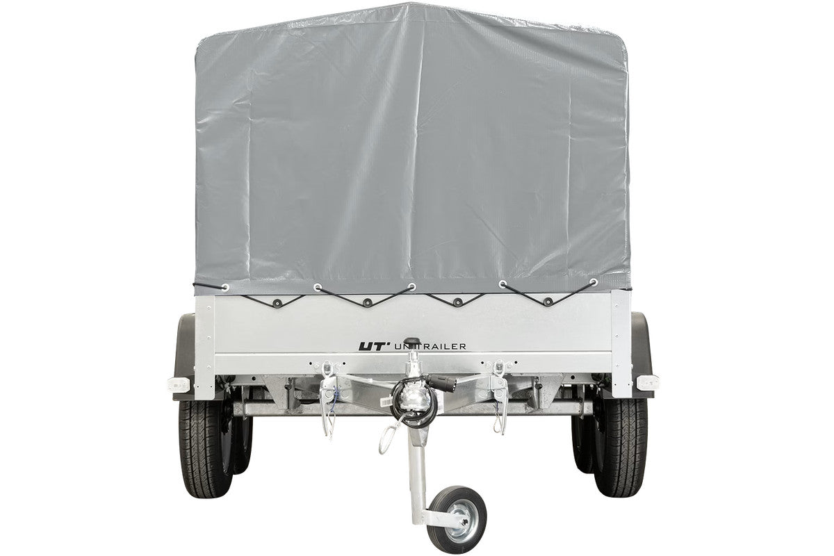 REMORQUE DOUBLE ESSIEUX UNITRAILER 264/2 KIPP AVEC ROUE JOCKEY, ARCEAU ET bâche GRISE
