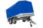 Remorque à deux essieux 264 x 150 UNITRAILER GARDEN 265/2 KIPP avec châssis H-1100 et bâche bleue
