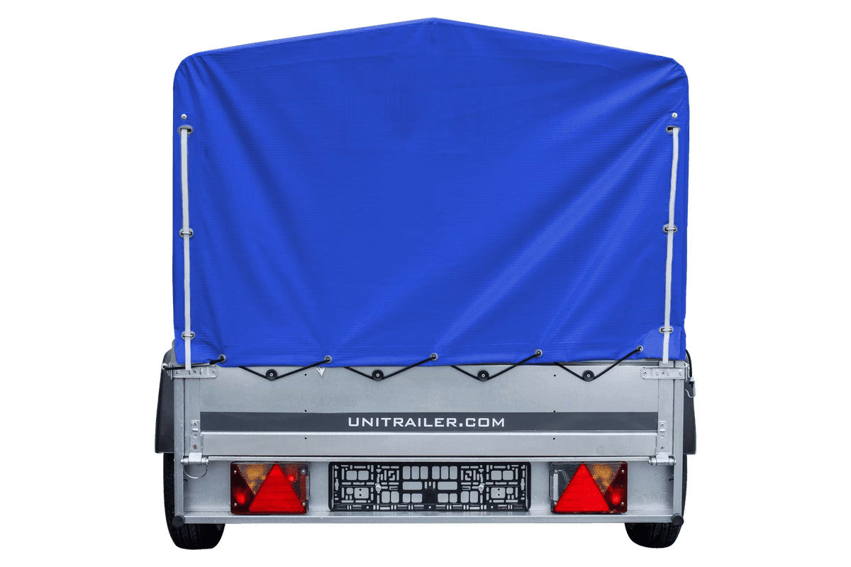 Remorque routière avec bâche haute bleue, arceau H-800 et roue jockey 230 x 125 Garden Trailer 230 KIPP