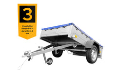 Remorque galvanisée 200 x 125 cm Garden Trailer 201 KIPP [avec roue jockey, bâche plate bleue et tiges de support pour la bâche plate]