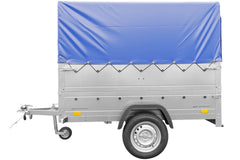 Remorque simple essieu 200 x 125 avec bâche haute, arceau, rehausses de ridelles et roue jockey – Garden Trailer 201 KIPP