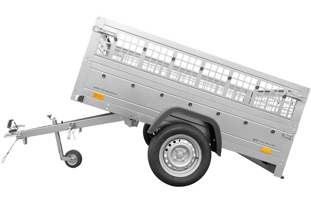 Remorque basculante 200 x 125 avec ridelles grillagées et roue jockey – Garden Trailer 201 KIPP